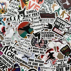 50pcs Funny Taekwondo Martial Arts Themed Waterproof Stickers Pack